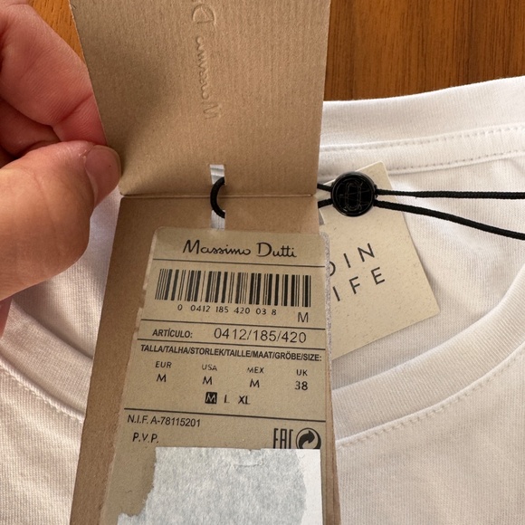 Massimo Dutti Short Sleeve White Tshirt - 100% Cotton - Size Medium - Picture 4 of 8